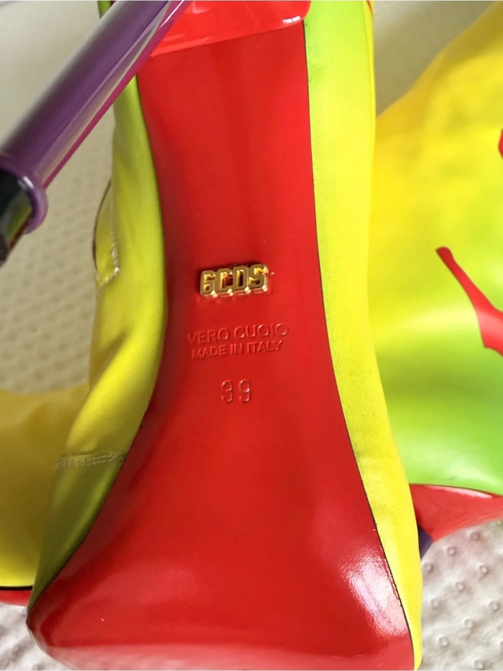 GCDS x Jurassic Park Neon Yellow Knee-High Stiletto Boots EU 39 Never Worn